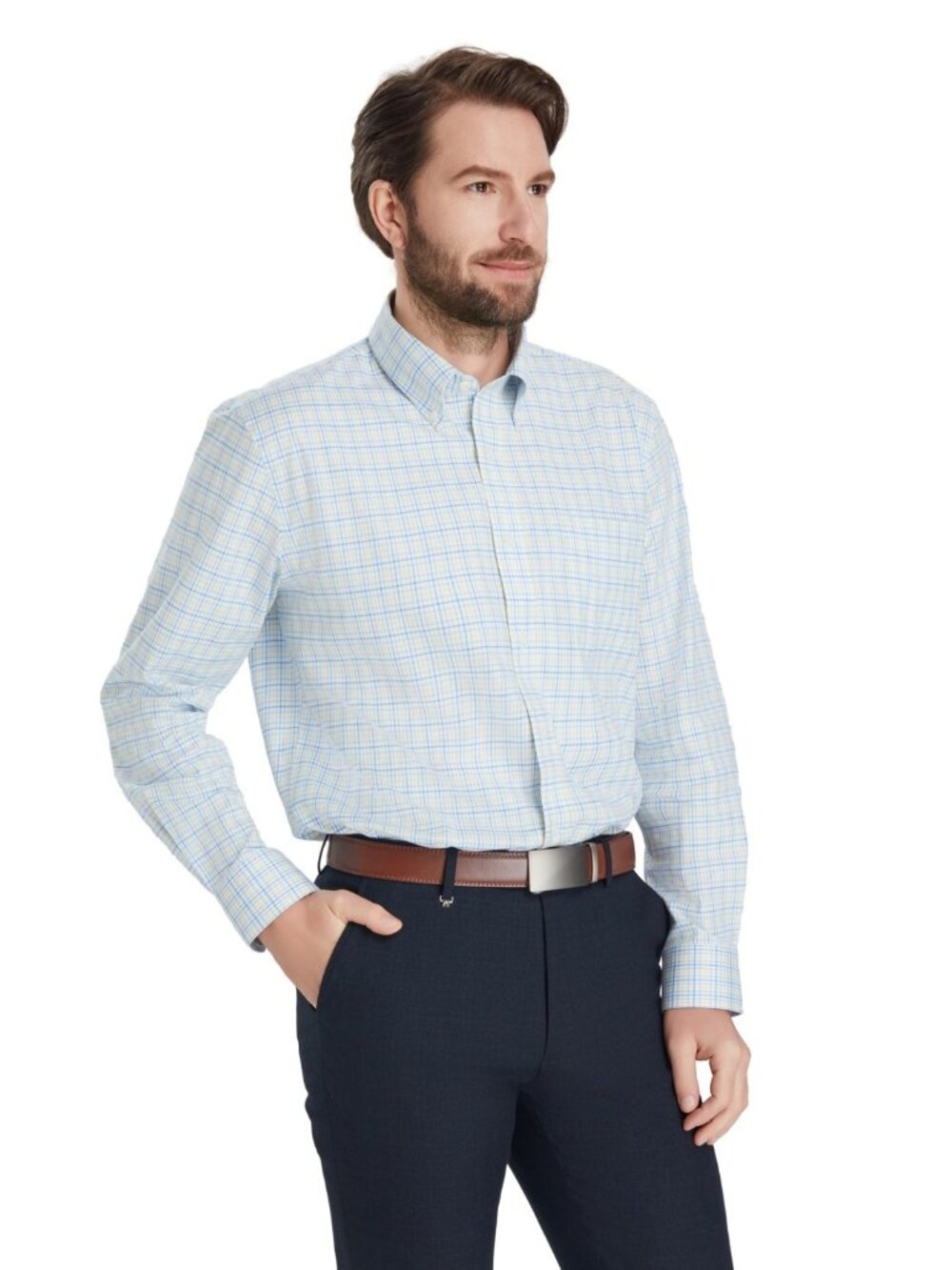 Club Room Men's Fashion Poplin Henry Shirt, Macy's Exclusive - Light Blue NWT